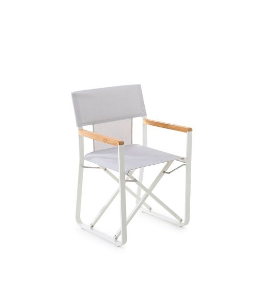 Cosette small armchair in white aluminum cover in hemp technical fabric