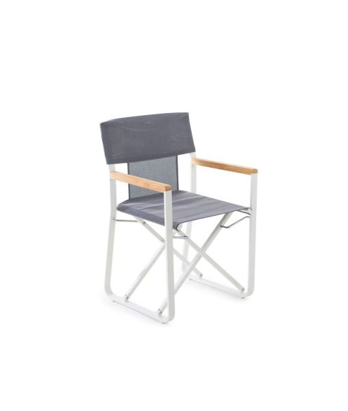 Cosette small armchair in white aluminum and cover in brown
