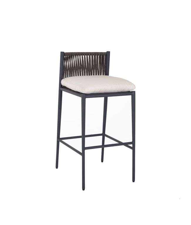 Luce stool with aluminium seat and rope backrest